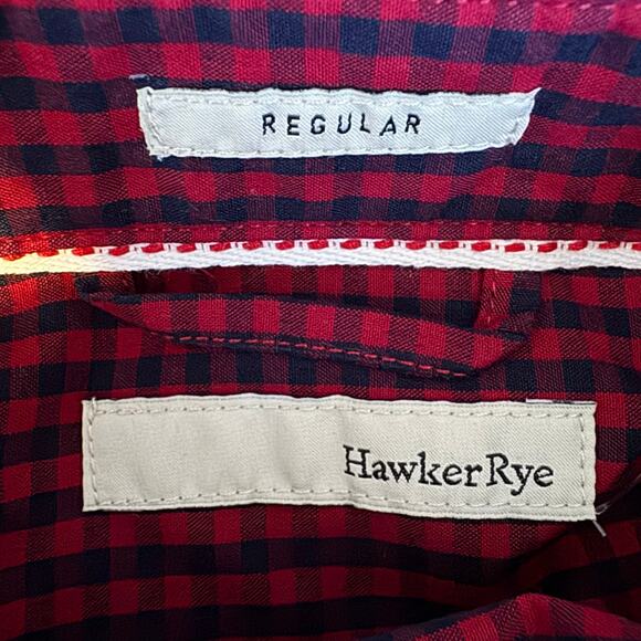 Hawker Rye Men's Checkered Button-Down Shirt Burgundy 100% Cotton NWT Large - Picture 7 of 10